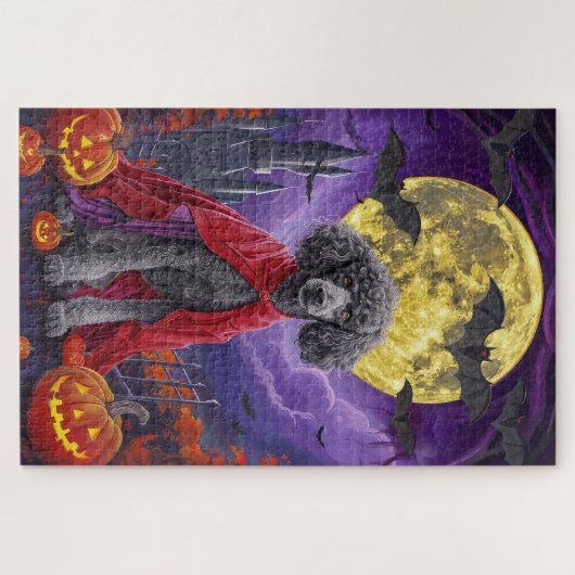 Halloween Poodle Vampire Pumpkins Beängstigend Puzzle (Horizontal)