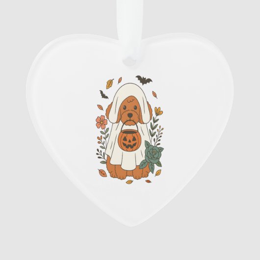 Halloween Poodle with Fall Flowers Ornament (Vorderseite)