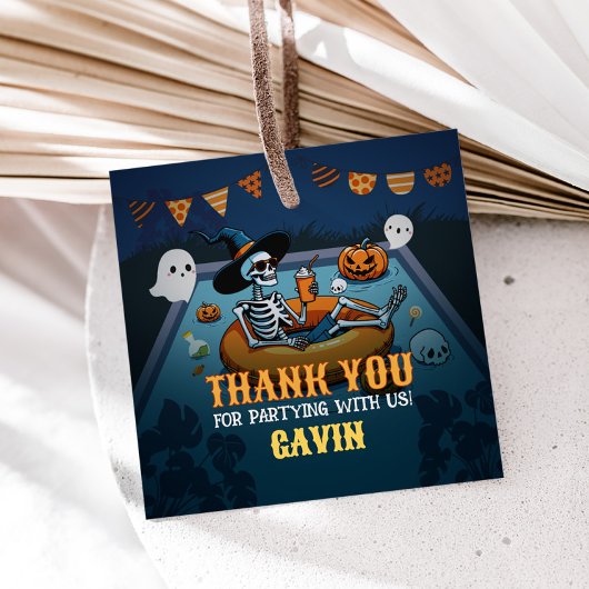 Halloween Pool Birthday Square Geschenkanhänger