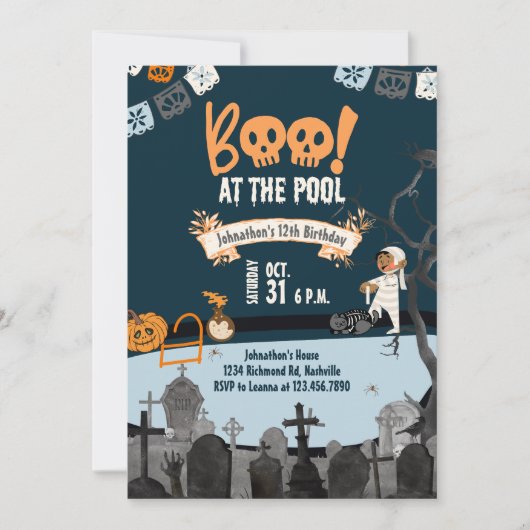 Halloween Pool Party Kinder schwimmen Halloween Ge Einladung (Vorderseite)