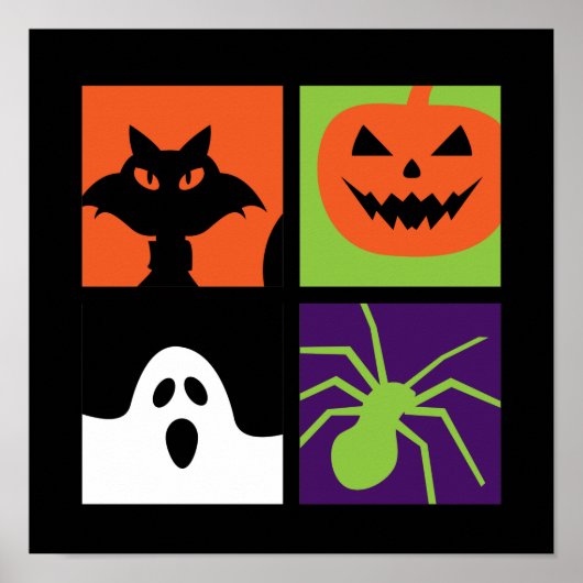 Halloween Pop Art Pumpkin Black Cat Spider Ghost Poster (Vorne)