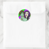Halloween | Pop Art zombie Vampire Runder Aufkleber (Tasche)