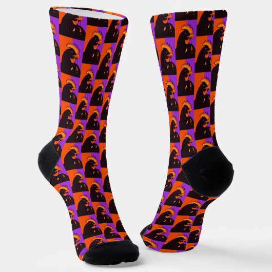 Halloween Pop Kätzchen oder Leckerei Art Hühnersoc Socken (Gewinkelt)