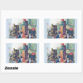 Halloween Porch Kätzchen Rechteckiger Aufkleber (Blatt)