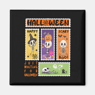 Halloween Postage Briefmarke Retro Skeleton Hallow Magnet