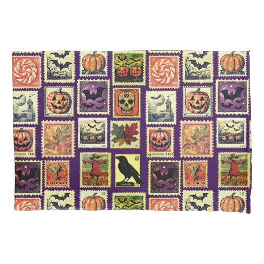 Halloween Postage-Stamp Pattern Pillowcase Kissenbezug (Vorderseite)