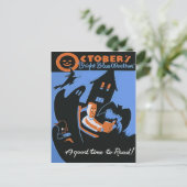 Halloween-Poster der Bibliothek Oktober Postkarte (Stehend Vorderseite)