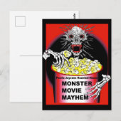 Halloween Poster Skeleton Eating Popcorn Postkarte (Vorne/Hinten)
