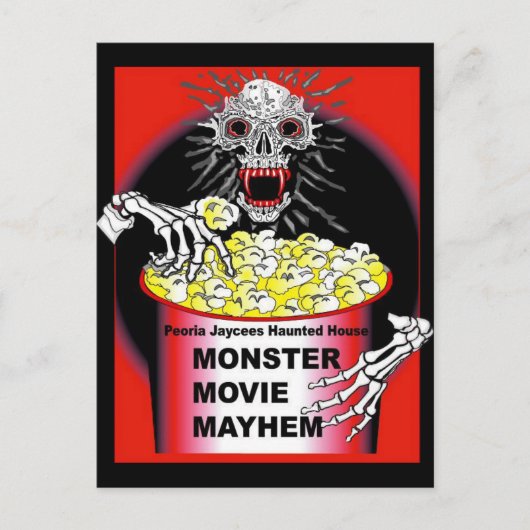 Halloween Poster Skeleton Eating Popcorn Postkarte (Vorderseite)