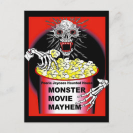 Halloween Poster Skeleton Eating Popcorn Postkarte