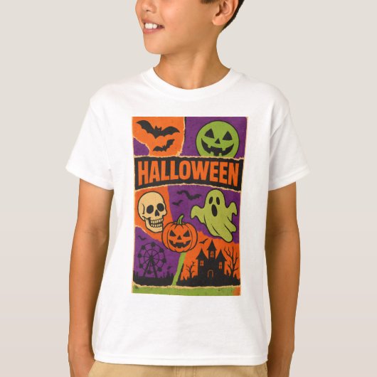 Halloween Poster Style Bekleidung Vintage Einheit T-Shirt (Vorderseite)