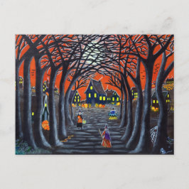 Halloween Postkarte, Hexen, Dorf, Kessel, Schlange Postkarte