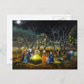 Halloween Postkarte, Hexen um Kessel Postkarte (Vorne/Hinten)
