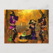 Halloween Postkarte mit Hexen (Vorderseite)