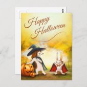 Halloween Postkarte mit niedlichen Tieren (Vorne/Hinten)
