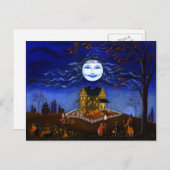 Halloween, Postkarte, Skelett, Teufel, Hexe, Geist Postkarte (Vorne/Hinten)