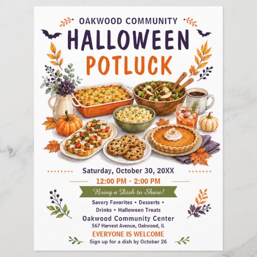 Halloween-Potluck Gemeinschafts-Herbsttreffen Flyer (Vorne)