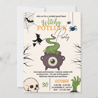 Halloween Potluck Party Einladung Card