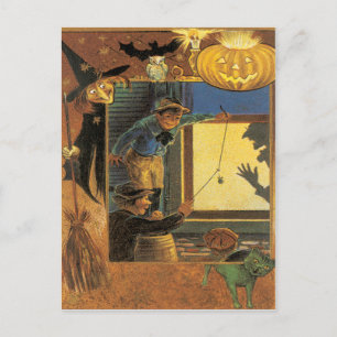 Halloween Pranksters Vintage Postkarte