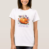 Halloween Pregnancy Announcement Pumpkin Fälligkei T-Shirt (Vorderseite)