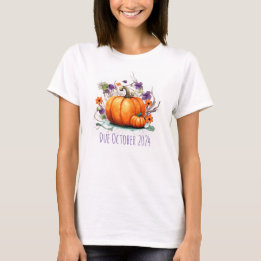 Halloween Pregnancy Announcement Pumpkin Fälligkei T-Shirt