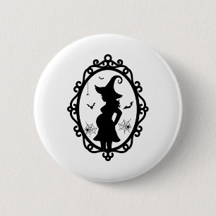 Halloween Pregnant Hexe and Mirror Hexenkostüm Button