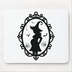 Halloween Pregnant Hexe and Mirror Hexenkostüm Mousepad