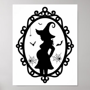 Halloween Pregnant Hexe and Mirror Hexenkostüm Poster
