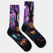 Halloween Print, Pumpkin, Helle Farben Socken (Rechts)