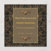 Halloween-Programmkarte Gothic Gold Schwarz Fleder Programm (Vorderseite)