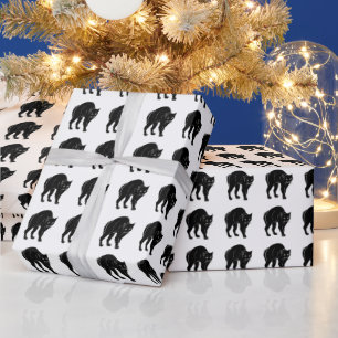 Halloween Prowling Black Cat Silhouette Zeichnend Geschenkpapier