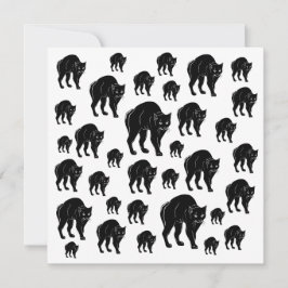 Halloween Prowling Black Cat Silhouette Zeichnend Karte