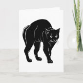 Halloween Prowling Black Cat Silhouette Zeichnend Karte (Vorderseite)