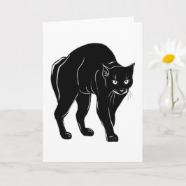 Halloween Prowling Black Cat Silhouette Zeichnend Karte