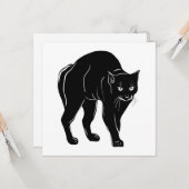 Halloween Prowling Black Cat Silhouette Zeichnend Karte (Vorderseite/Rückseite Beispiel)