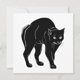 Halloween Prowling Black Cat Silhouette Zeichnend Karte
