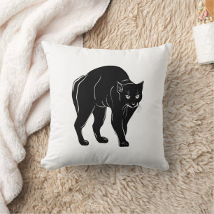 Halloween Prowling Black Cat Silhouette Zeichnend Kissen