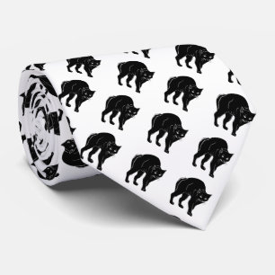 Halloween Prowling Black Cat Silhouette Zeichnend Krawatte