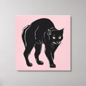 Halloween Prowling Black Cat Silhouette Zeichnend Leinwanddruck (Vorderseite)