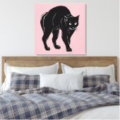 Halloween Prowling Black Cat Silhouette Zeichnend Leinwanddruck (Insitu (Schlafzimmer))