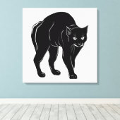 Halloween Prowling Black Cat Silhouette Zeichnend Leinwanddruck (Insitu (Holzboden))