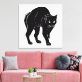 Halloween Prowling Black Cat Silhouette Zeichnend Leinwanddruck (Insitu (Wohnzimmer))