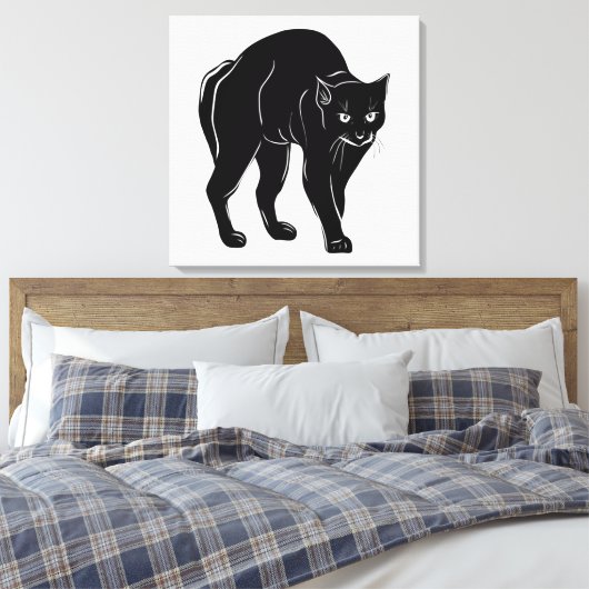 Halloween Prowling Black Cat Silhouette Zeichnend Leinwanddruck (Insitu (Schlafzimmer))