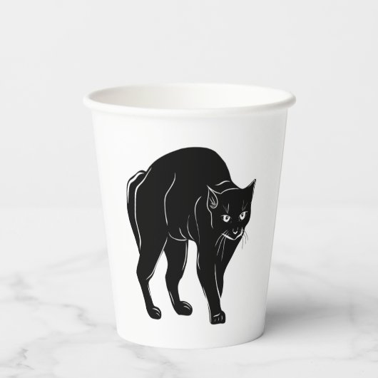 Halloween Prowling Black Cat Silhouette Zeichnend Pappbecher (Rückseite)