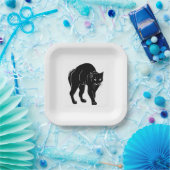 Halloween Prowling Black Cat Silhouette Zeichnend Pappteller (Party)