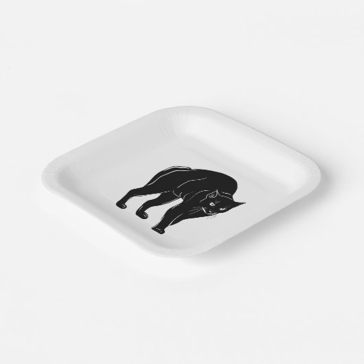 Halloween Prowling Black Cat Silhouette Zeichnend Pappteller (Gewinkelt)