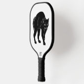 Halloween Prowling Black Cat Silhouette Zeichnend Pickleball Schläger (Links)