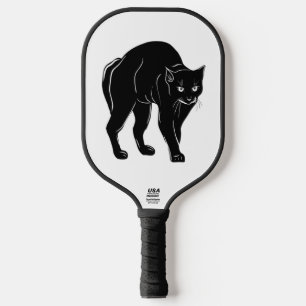 Halloween Prowling Black Cat Silhouette Zeichnend Pickleball Schläger