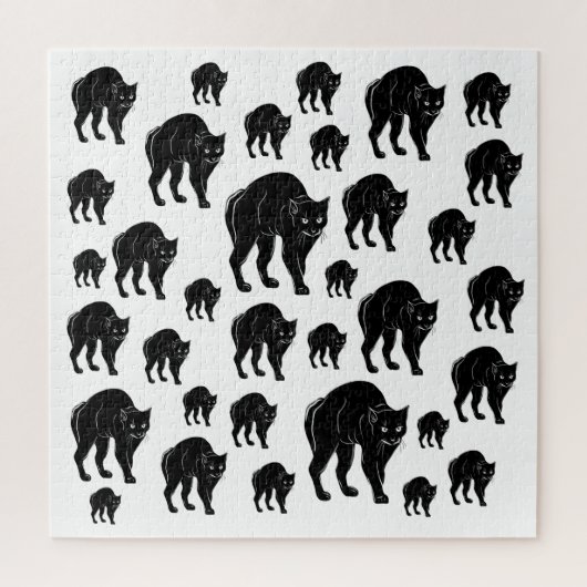 Halloween Prowling Black Cat Silhouette Zeichnend Puzzle (Vertikal)