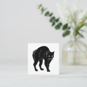 Halloween Prowling Black Cat Silhouette Zeichnend Quadratische Visitenkarte (Stehend Vorderseite)